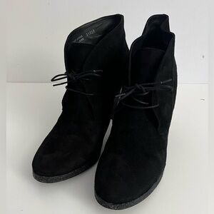 J.Crew Black Suede Lace-Up Ankle Booties (Leather Upper & Lining)